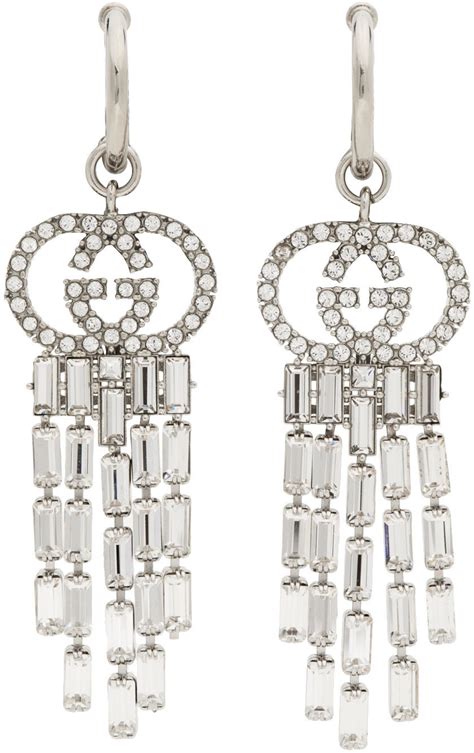 gucci interlocking earrings silver|gucci interlocking g hoop earrings.